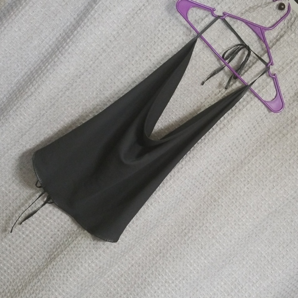 Plunge front black sexy shirt
